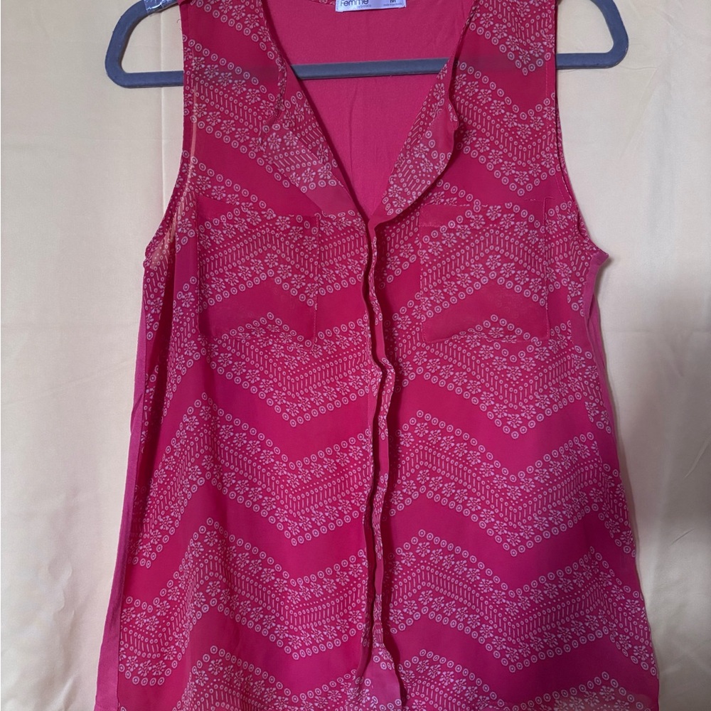 Chic Fuchsia Sleeveless Blouse
